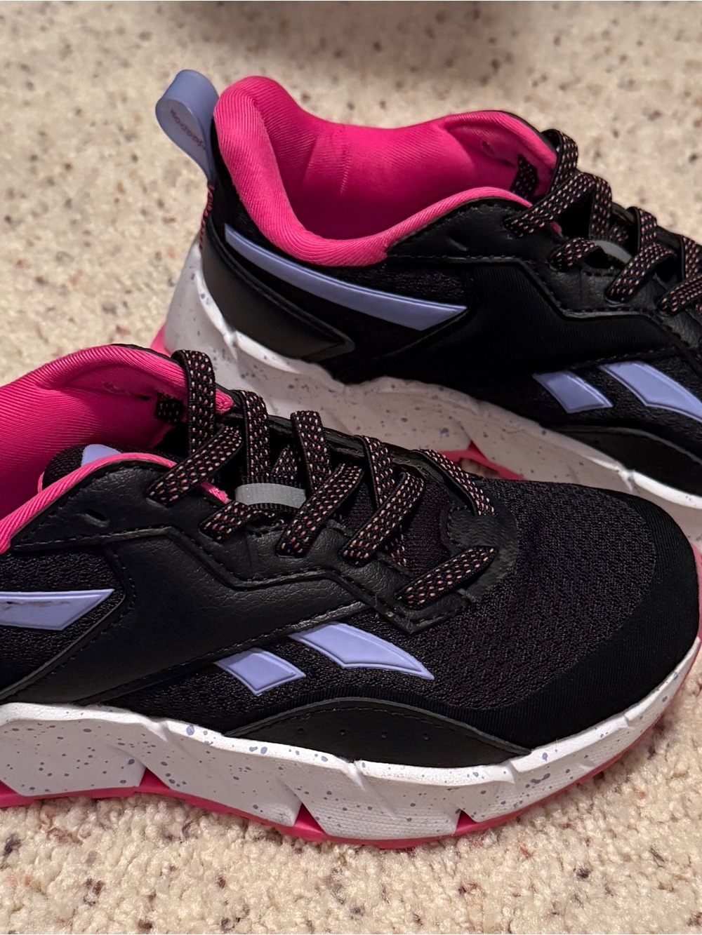 Reebok Black & Hot Pink Kids' Sneakers with Lilac Accents